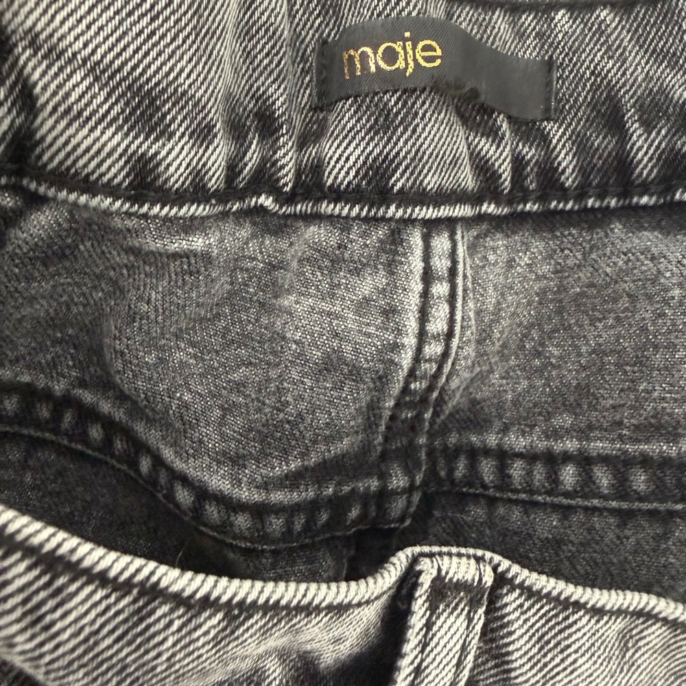 Maje Balloon Barrel Leg Jeans Womens 32 Black High Rise Buckle Back Full Length View 2